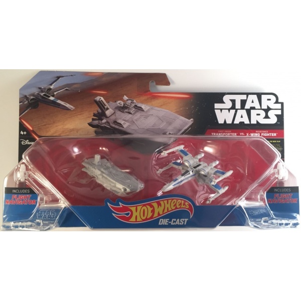 First Order Transporter vs. Resistance X-Wing Fighter